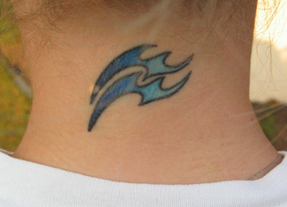 aquarius tattoo on neck